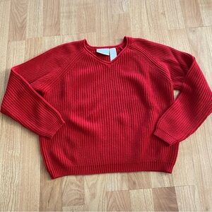 Liz Claiborne Cotton Red Knit Sweater